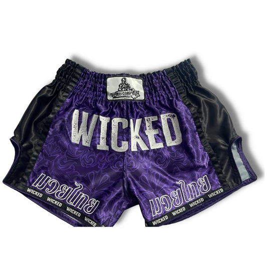 Purple Flower Muay Thai Shorts