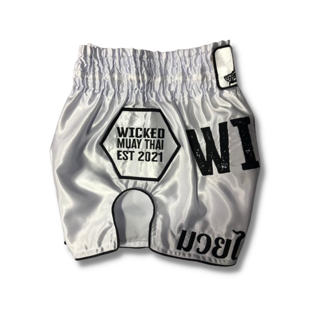 White Muay Thai Shorts Side